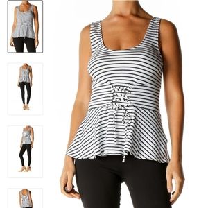 EUC • express striped peplum corset style top